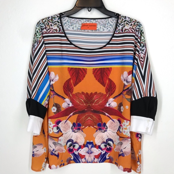 Clover Canyon orange floral blouse size small - Picture 1 of 7